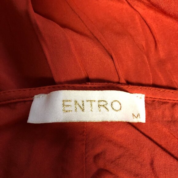 Entro Top Womens Size Medium Short Sleeve Orange White Embroidered Cutout Back - Picture 5 of 7
